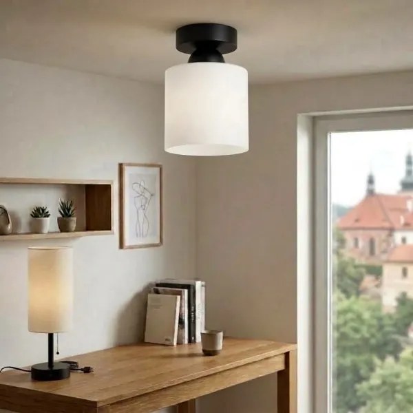 BRILAGI - Plafonieră LED RETRO GLASS 1xE27/60W/230V Ø 10 cm negru/alb