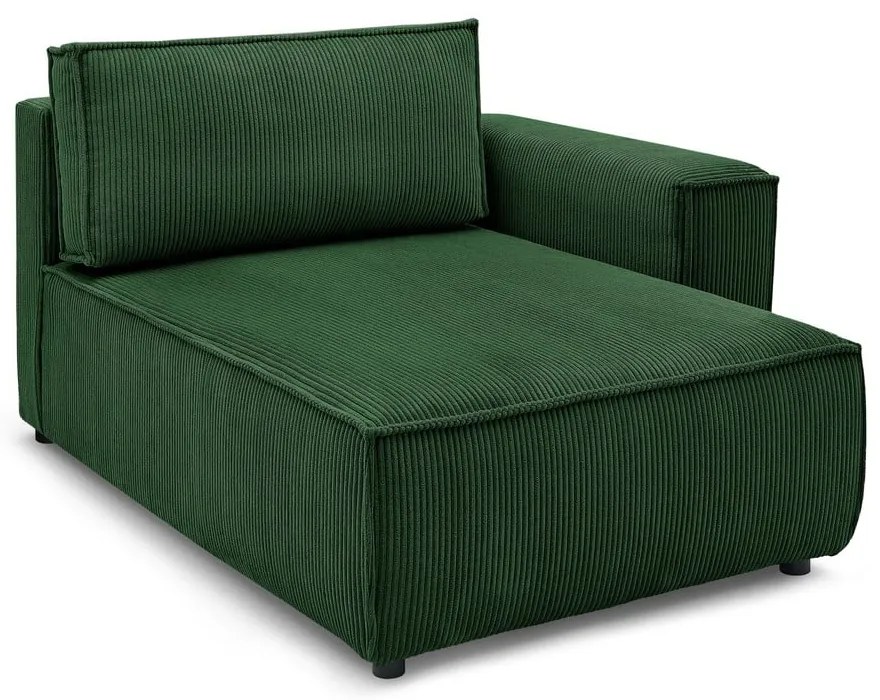 Modul pentru canapea verde cu tapițerie din catifea reiată (cu colț pe partea dreaptă) Nihad modular – Bobochic Paris