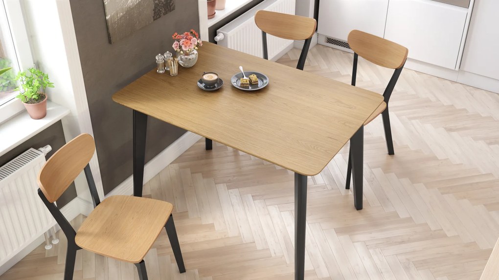 MAZZONI EXPORT ROXY Stejar natural/cadru negru - SCAUN DE LEMN PENTRU SALON SUFRAGERIE BUCĂTĂRIE RETRO