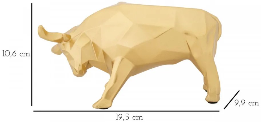 Figurina decorativa aurie din polirasina, 19,5x9,9x10,6 cm, Bull Mauro Ferretti