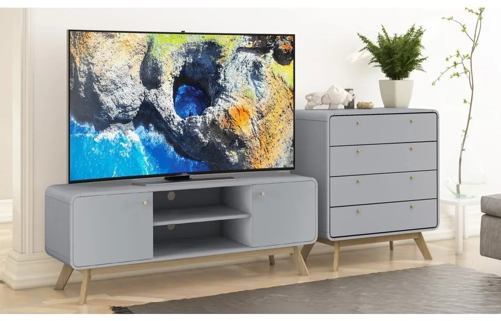 Comodă TV gri 140x53 cm Caitlin – Støraa
