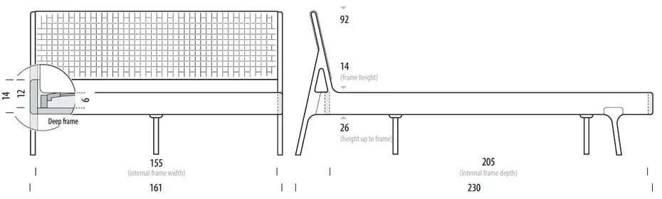 Pat matrimonial gri/în culoare naturală din lemn masiv de stejar 140x200 cm Fawn – Gazzda