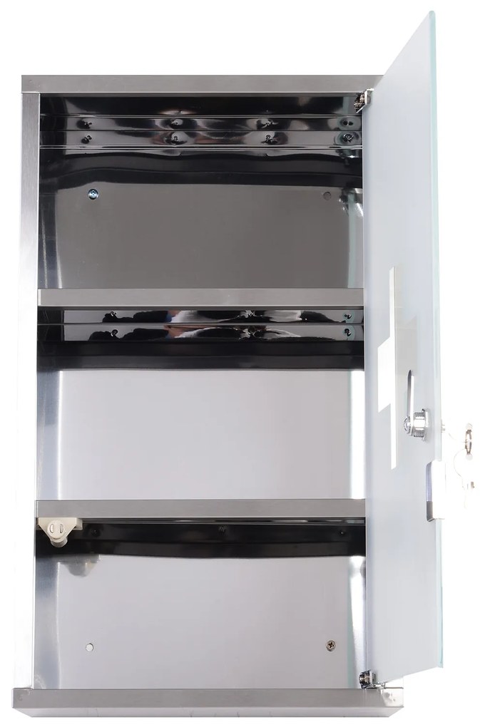 HOMCOM Dulap Medicamente din Oțel Inoxidabil 50x30x18 cm, Casetă Prim Ajutor cu Încuietoare &amp; 2 Chei | Aosom Romania