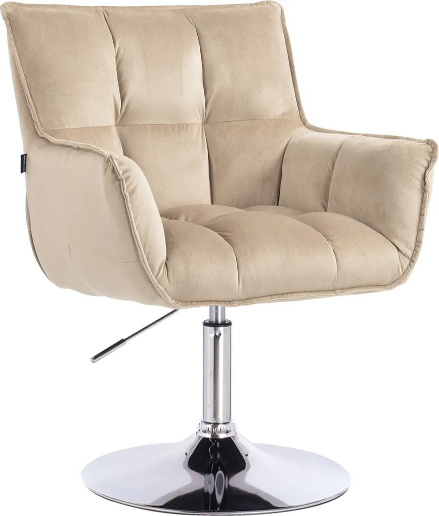 HR560N Scaun Catifea Latte cu Bază Cromata