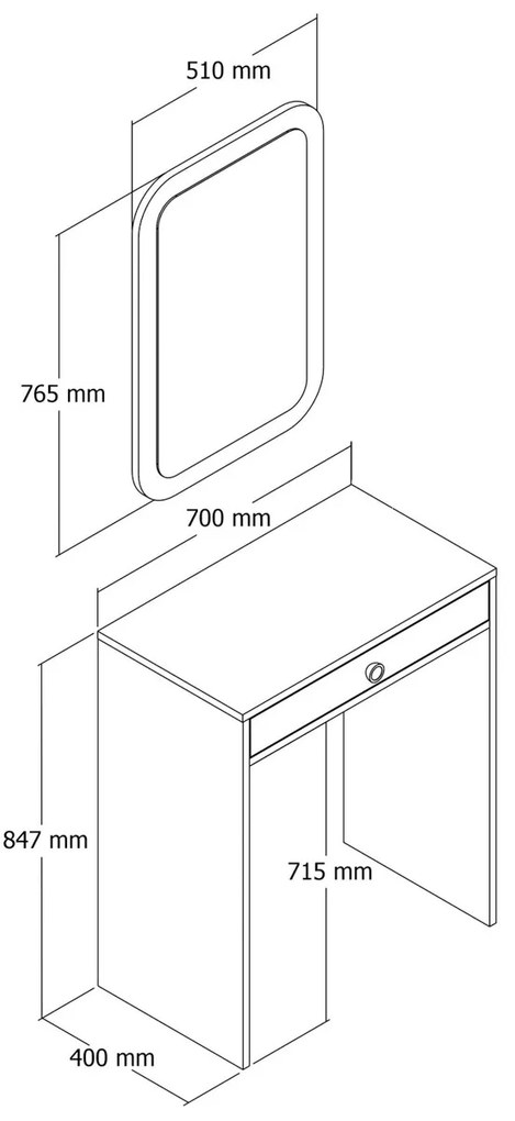 Lisbon Mirror Cream Cosmetic Table