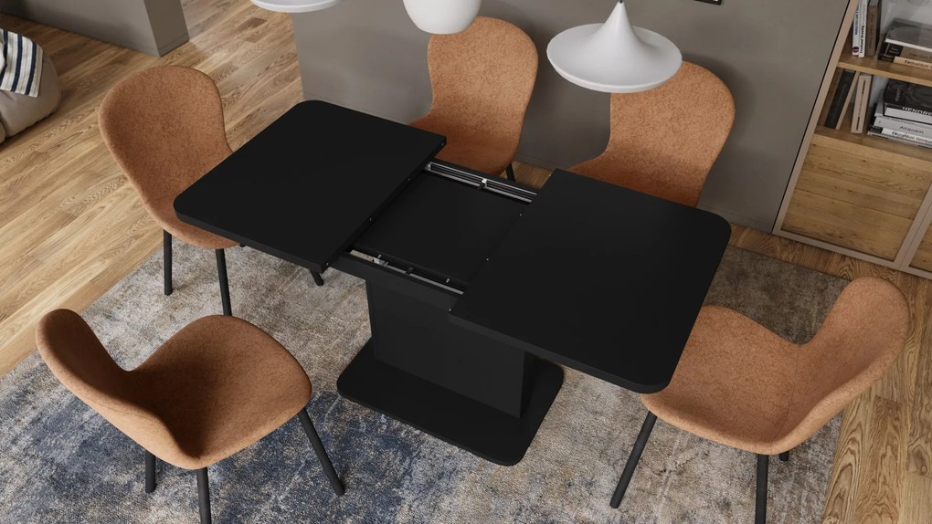 Mazzoni ASTON MINI-Z Negru Mat - MĂSUȚĂ DE CAFEA MODERNĂ EXTENSIBILĂ REGLABILĂ PE ÎNĂLȚIME MASĂ TRANSFORMABILĂ