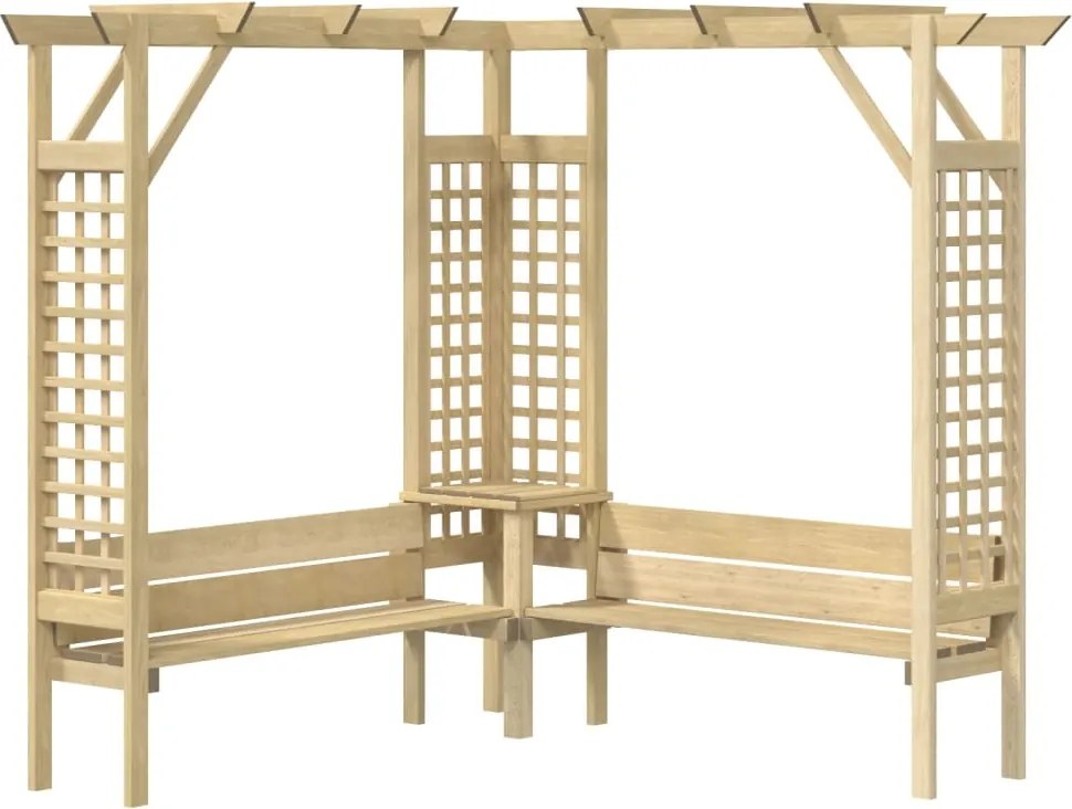 vidaXL Pergolă colțar cu banchetă, lemn de pin tratat