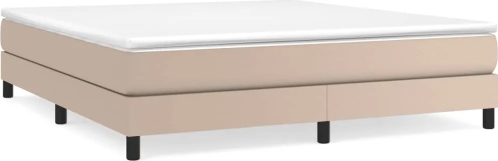 vidaXL Cadru de pat cu arcuri, cappuccino, 160x200 cm, piele ecologică