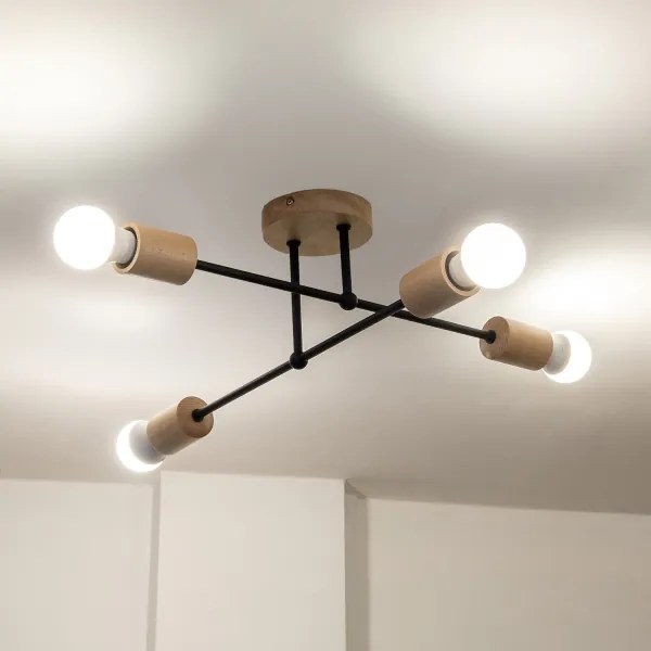 Lustră aplicată CAMBRIDGE 4xE27/15W/230V, din lemn de pin