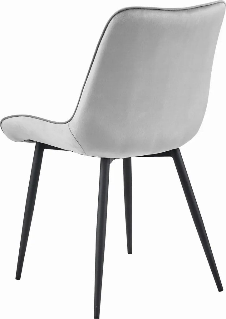 Scaun din catifea BERA gri deschis cu picioare negre