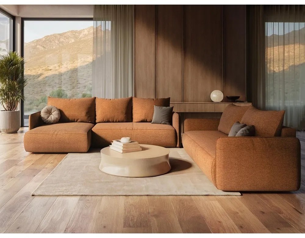 Canapea portocalie extensibilă/cu spațiu de depozitare 216 cm Nanea – Makamii