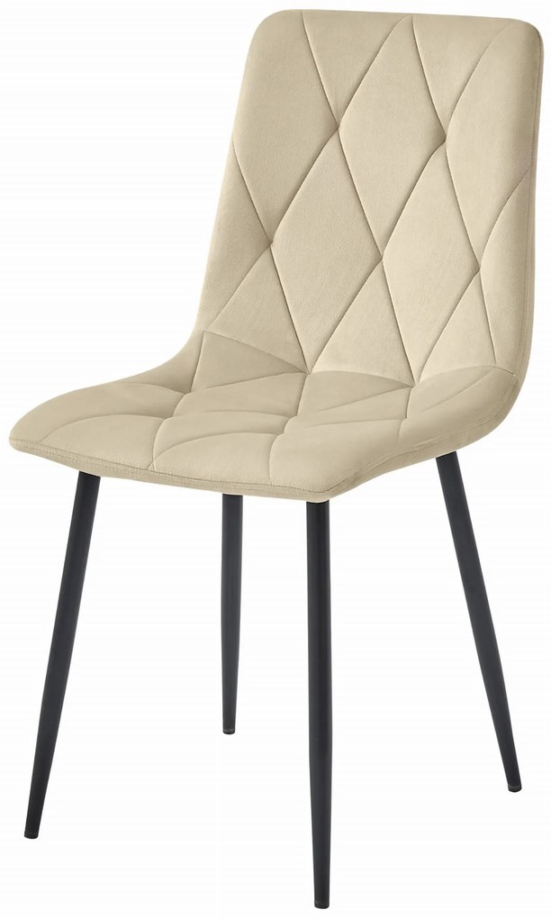 Scaun de dining din catifea bej deschis LIBRA cu picioare negre