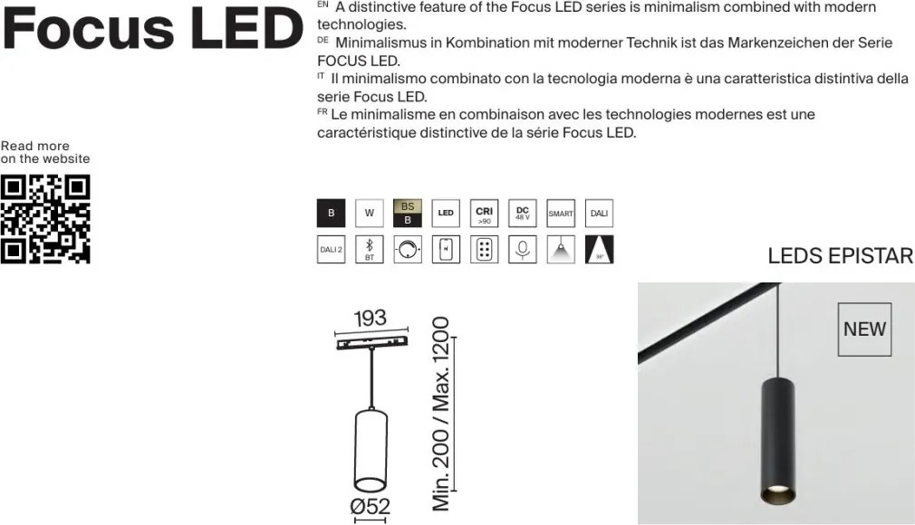 Pendul LED pentru sina magnetica Focus Led Exility 2700-6000K 12W 36 grade Dim Smart