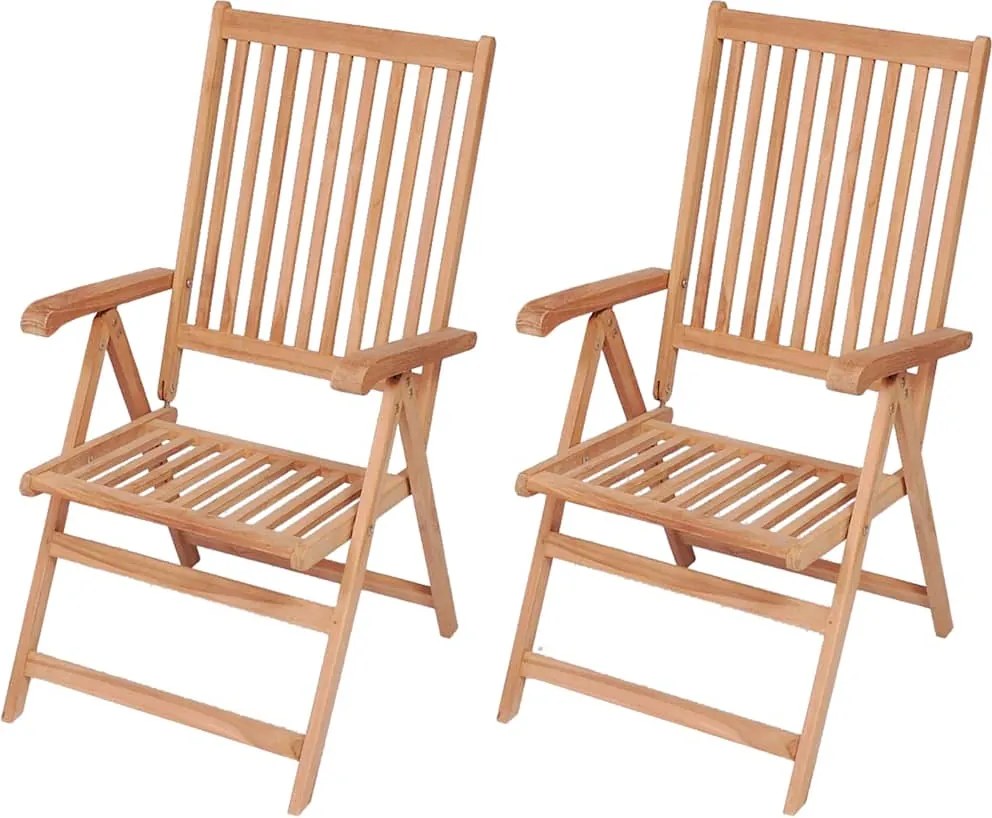 vidaXL Scaune de grădină rabatabile, 2 buc., lemn masiv de tec