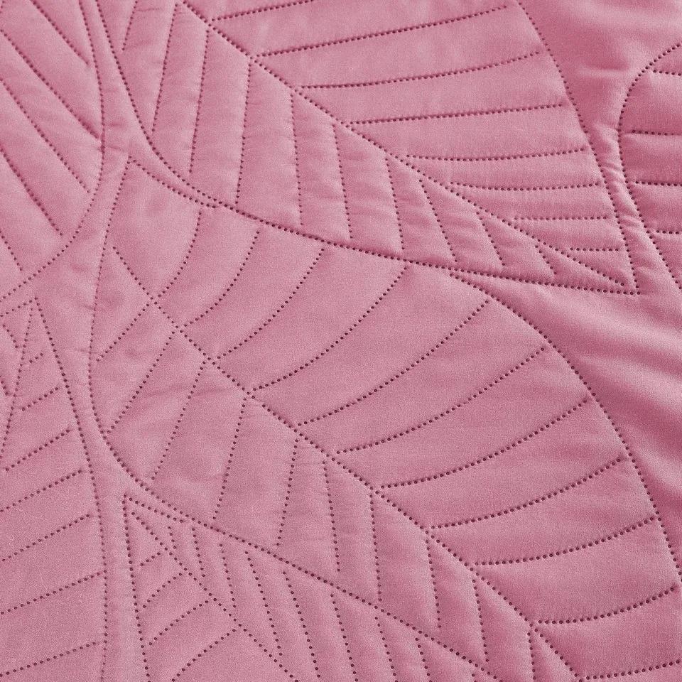 Cuvertura de pat roz cu model LEAVES Dimensiune: 200 x 220 cm