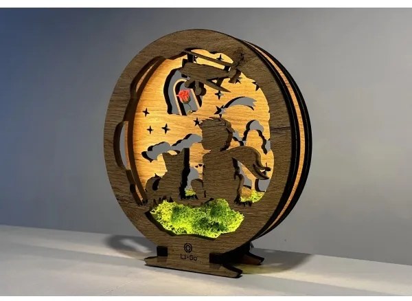 Li-Go 23634/DUB2 - Lampă decorativă de masă LED, dimabilă, LED/12W/230V, 20x22 cm, stejar