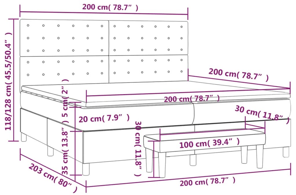 Pat box spring cu saltea, roz, 200x200 cm, catifea Roz, 200 x 200 cm, Nasturi de tapiterie