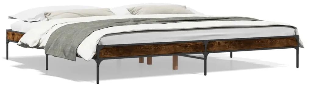845003 vidaXL Cadru de pat, stejar fumuriu 180x200 cm lemn prelucrat și metal