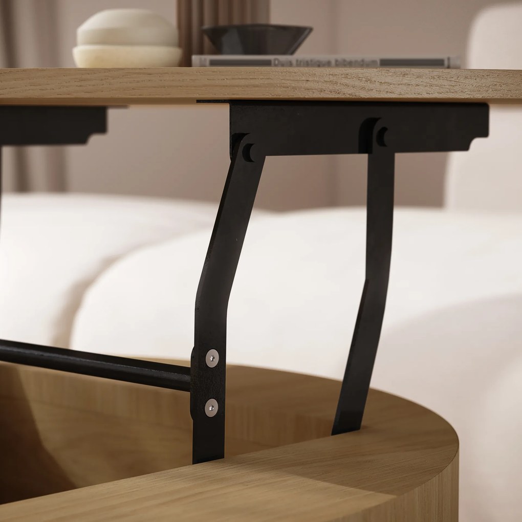 Mazzoni FRIDA Stejar Oasis – MĂSUȚĂ DE CAFEA MODERNĂ CU BLAT RABATABIL ȘI SPAȚIU DE DEPOZITARE