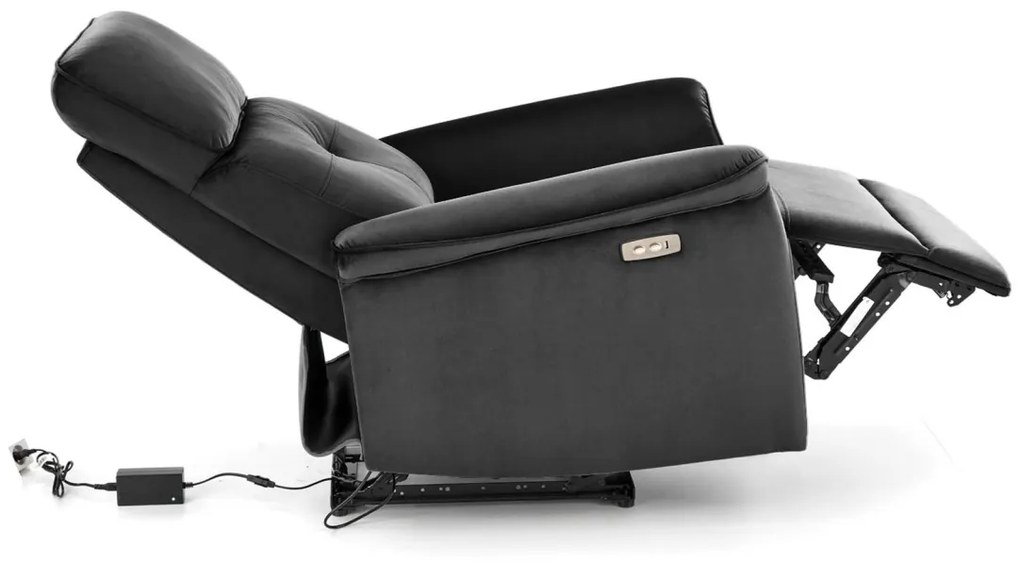 Fotoliu recliner Semir velvet negru H108 cm