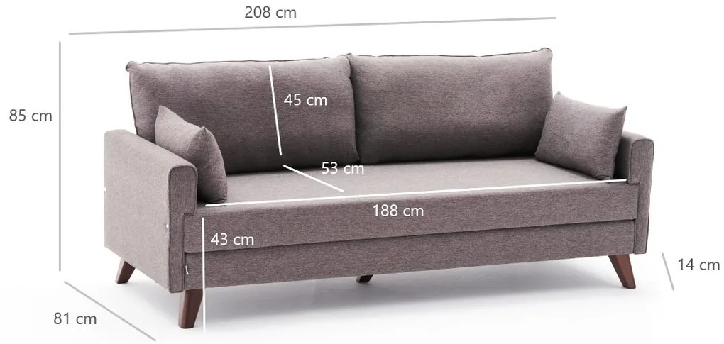 Canapea extensibilă Bellina (maro). 1063006
