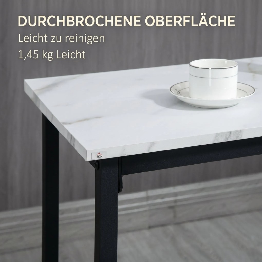 HOMCOM Set Masă și 2 Scaune de Bar din PAL, MDF și Oțel, 100x40x90 cm, Alb și Negru | Aosom Romania
