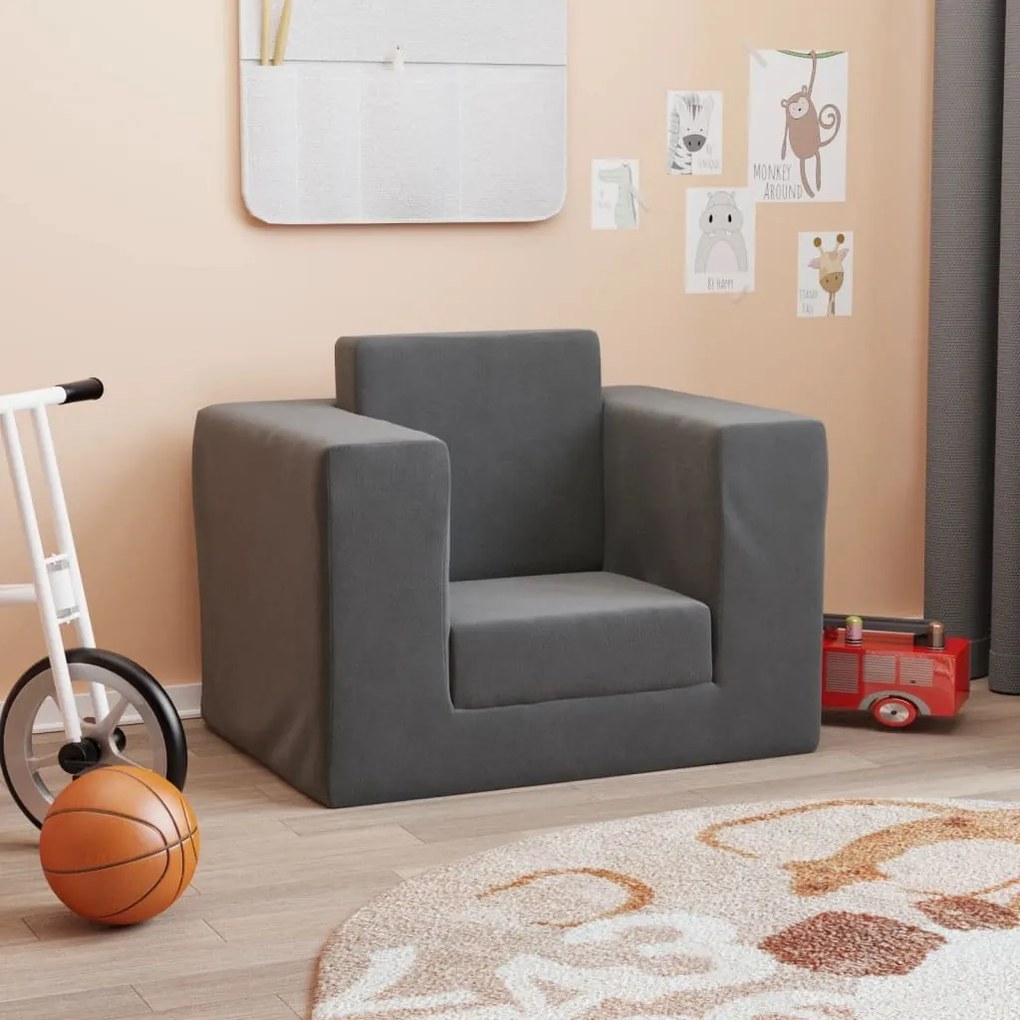 Canapea extensibila pentru copii, antracit, plus moale