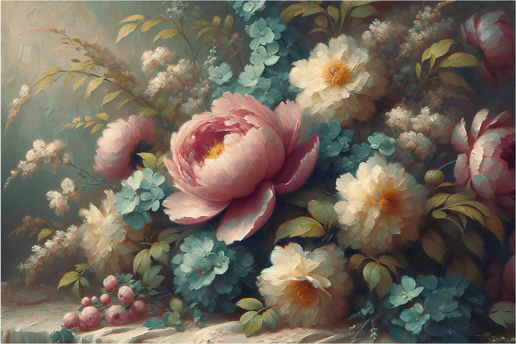 Tablou - Natură moartă cu flori - pictură (90x60 cm)