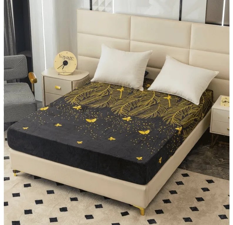 Cearsaf Cocolino microplus cu elastic VISATA 160x200 cm negru