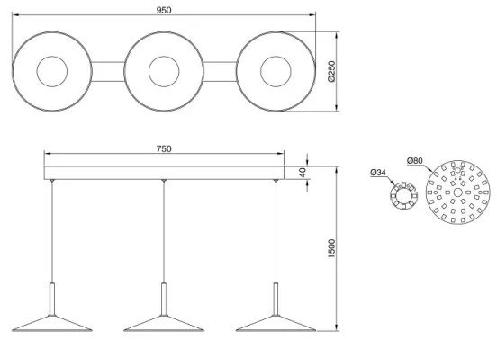 Globo LAMPONE 15635S-3 - Lustră LED suspendată pe cablu, 24W/230V, 4000K, neagră