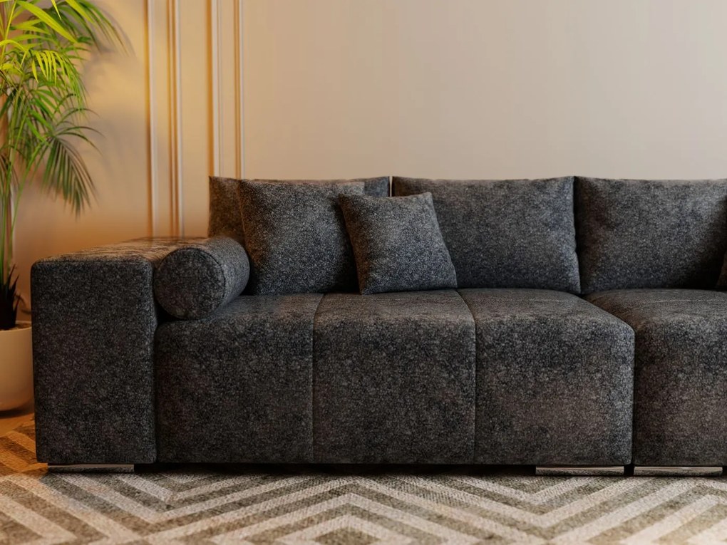 Canapea extensibilă dumonde cu ladă de depozitare si sezut confortabil din spuma high-density, Marbela Euphoria Black XXL 295x100 cm