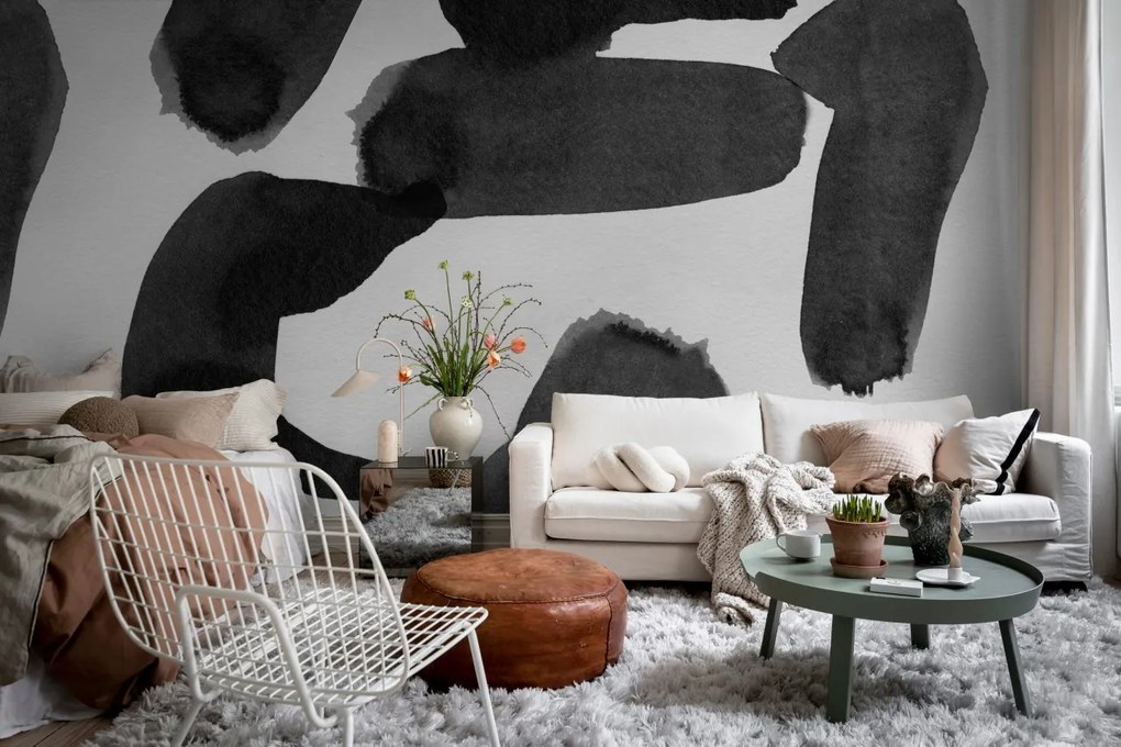 Fototapet, Wiggle Shapes, Graphite, Rebel Walls