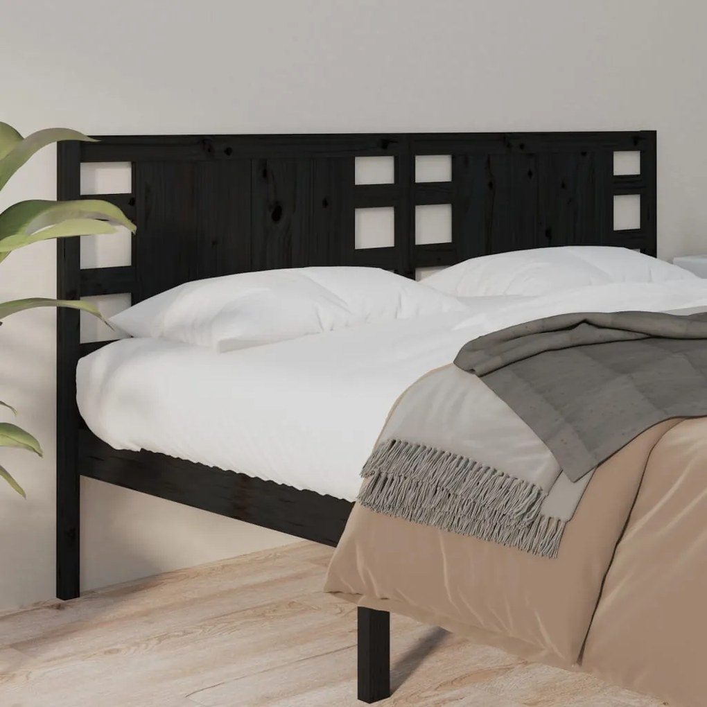 vidaXL Tăblie de pat, negru, 126x4x100 cm, lemn masiv de pin