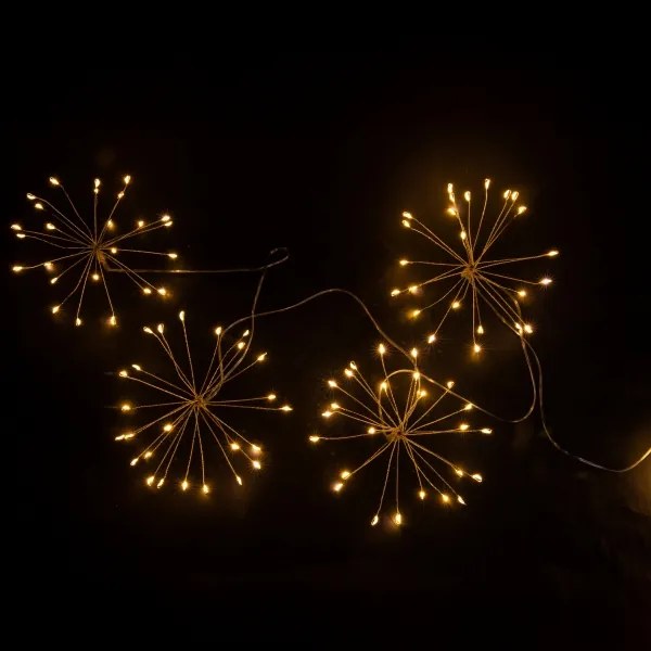 BRILAGI - Ghirlandă de Crăciun LED pentru exterior, 150 LED, 5 m, IP44, alb cald, efect foc de artificii
