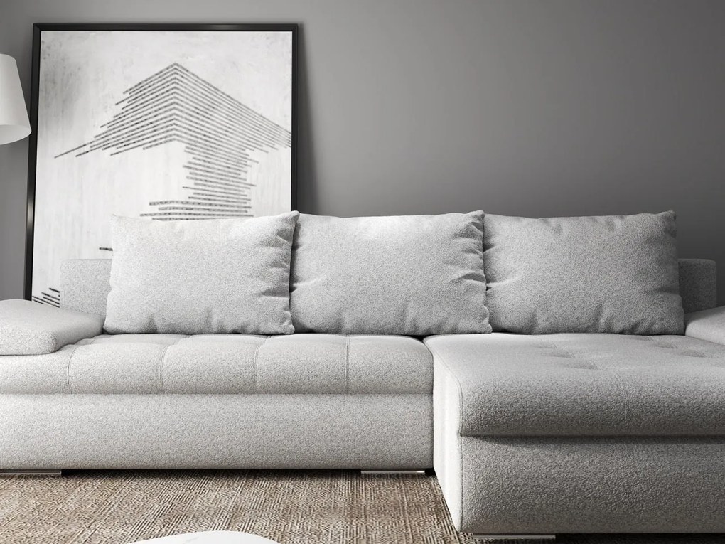 Colțar extensibil dumonde cu ladă de depozitare si sezut confortabil din spuma high-density, Leonardo Euphoria Dove 260x185 cm II