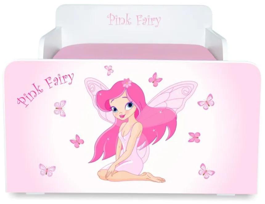 Pat copii Pink Fairy 2-12 ani cu saltea inclusa