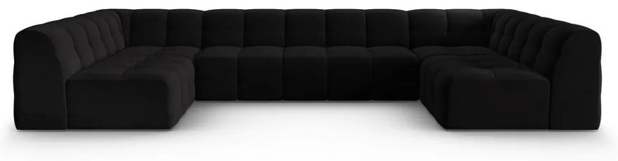 Colțar negru cu tapițerie din catifea (în formă de "U") Kendal – Micadoni Home