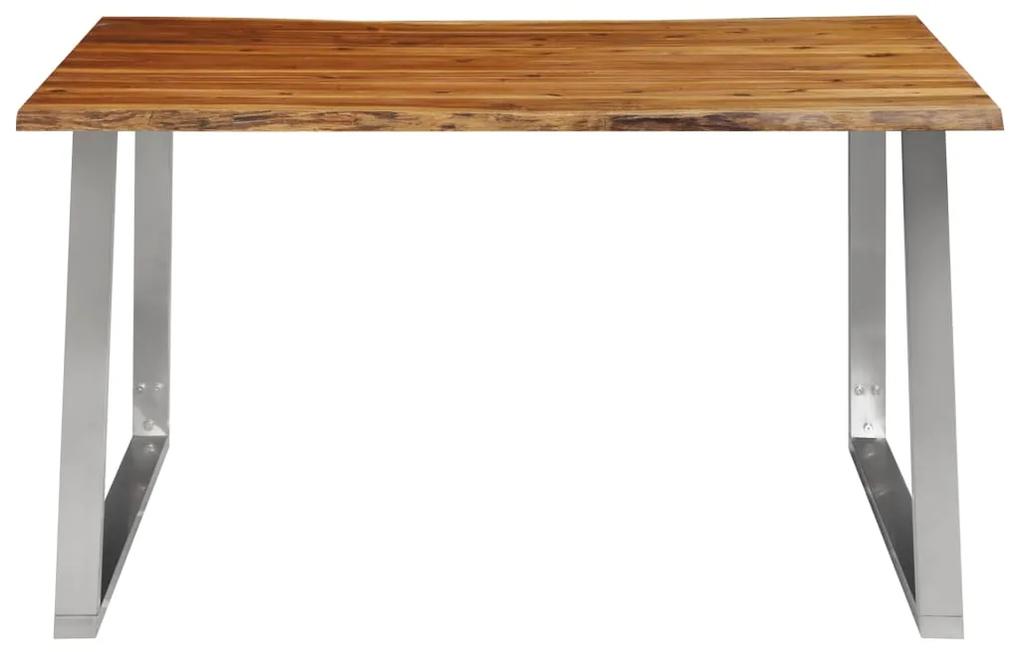 283892 vidaXL Masă de bucătărie, 140x80x75 cm, lemn acacia & oțel inoxidabil