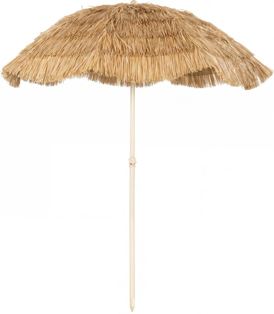 Outsunny Umbrelă de plajă Ø 1,85 m, umbrelă mare înclinabilă, stil hawaian, înălțime stâlp reglabilă, sac de transport, kaki | Aosom Romania