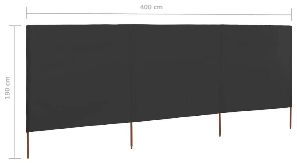 Paravan anti-vant cu 3 panouri, antracit, 400 x 160 cm, textil Antracit, 400 x 160 cm