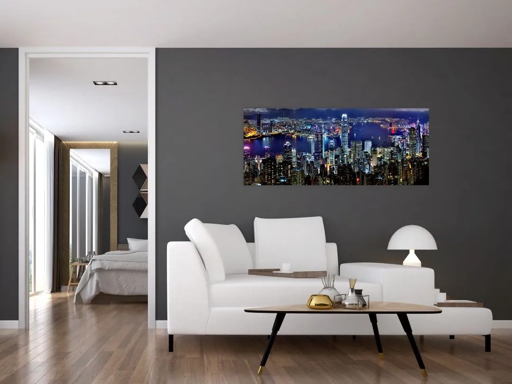Tablou cu zgârie-norii noaptea (120x50 cm)