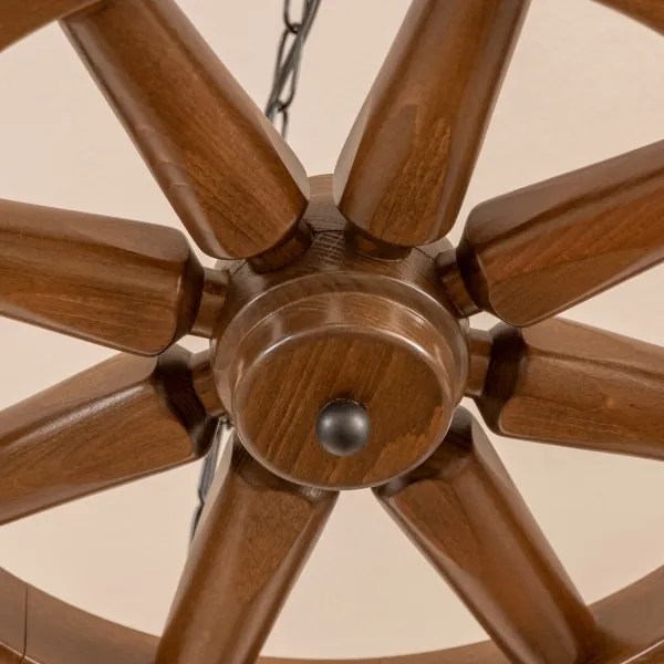 Brilagi - Candelabru cu lanț ROATA 5xE14/40W/230V Ø 70 cm fag/nuc