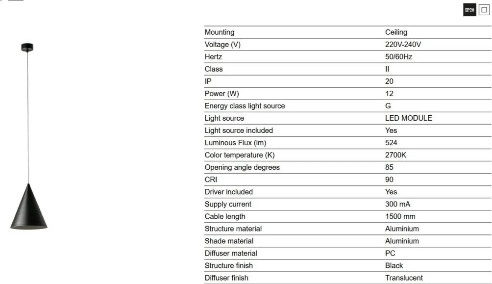 Pendul LED stil minimalist ANNA negru