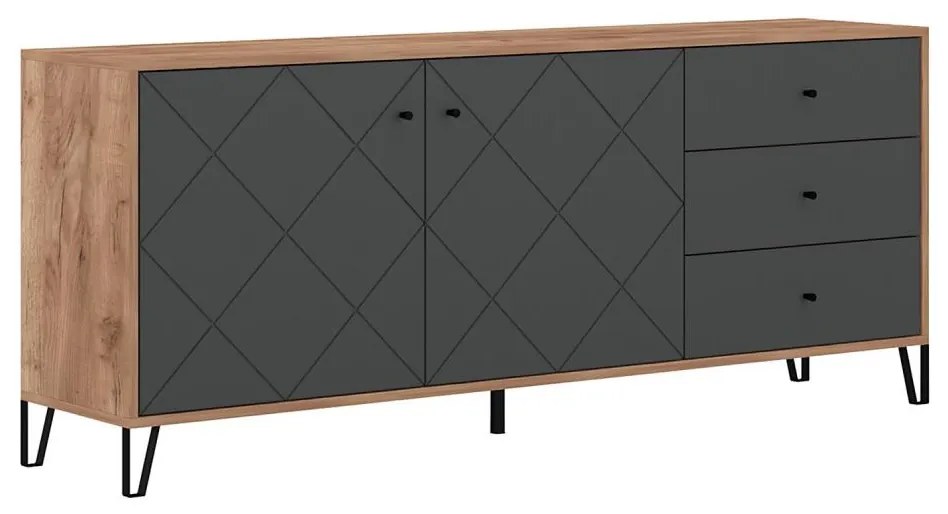 Comodă SULA, stejar craft/negru