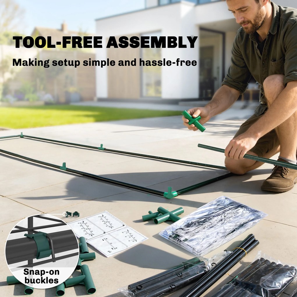 Outsunny Seră mică cu 3 niveluri, 2 uși rulou, cadru din oțel, husă din plastic, 143x46x165 cm, transparent | Aosom Romania