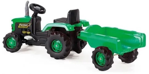 Tractor cu pedale și remorcă pentru copii Dolu, verde