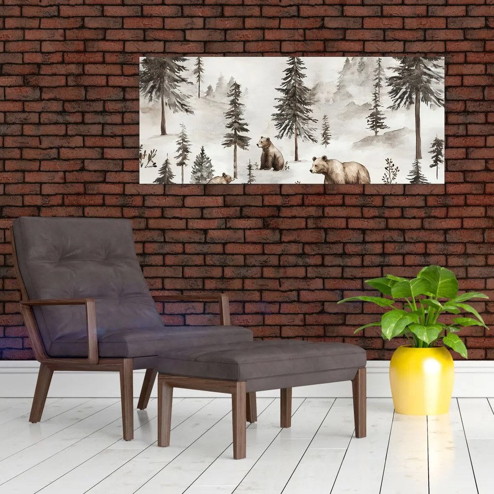 Tablou - Pădure cu Urși (120x50 cm)