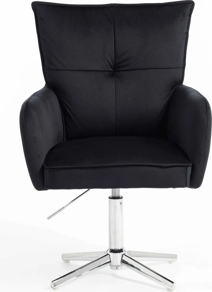 HR250CROSS Scaun Catifea Neagră Bază Cromata