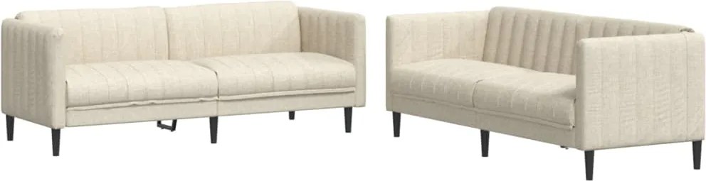 vidaXL Set de canapele, 2 piese, crem, material textil