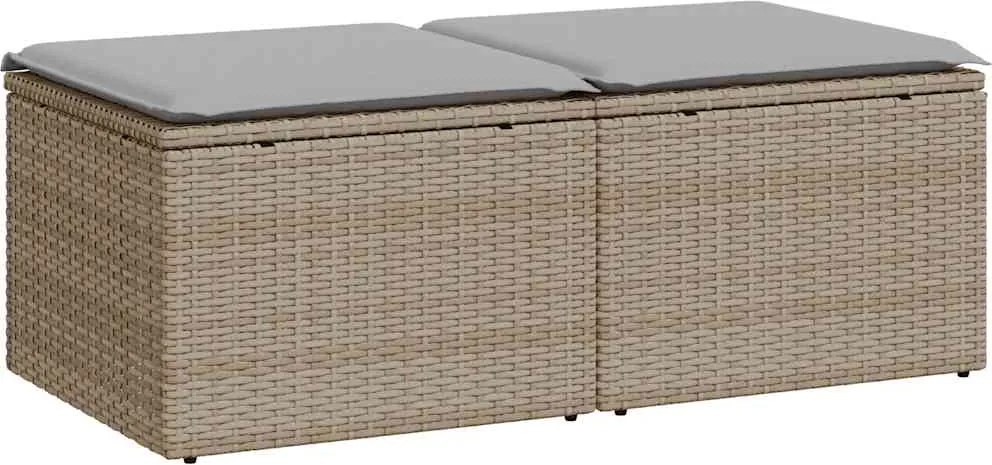 vidaXL Set canapele grădină cu perne 2 piese bej poliratan/lemn acacia